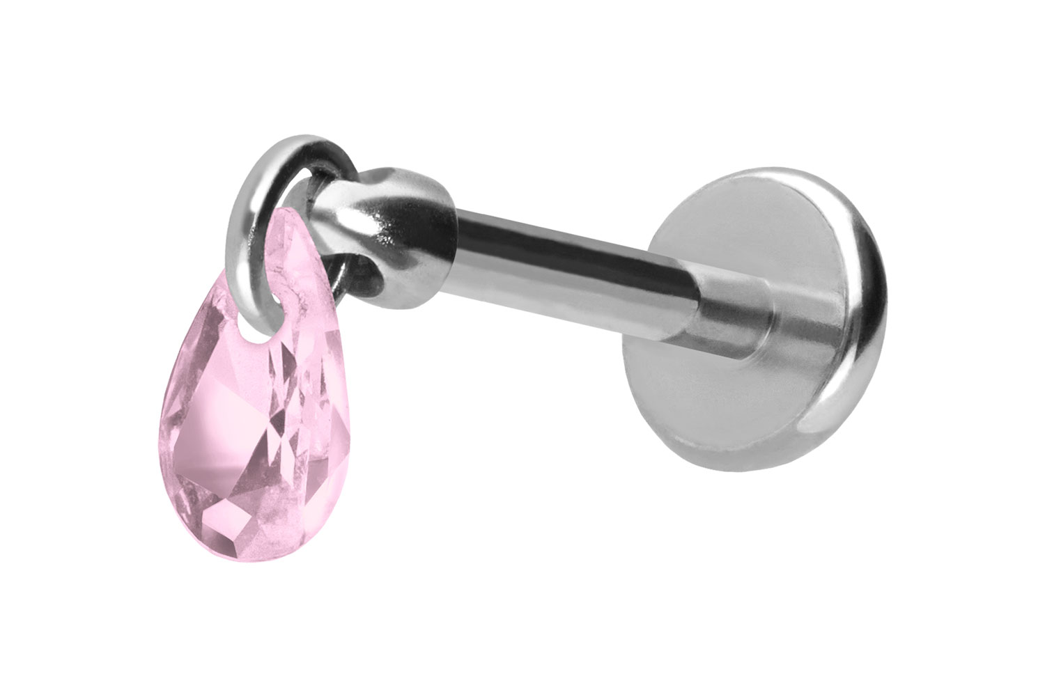 Titan Labret Piercing mit Push Fit KRISTALLTROPFEN